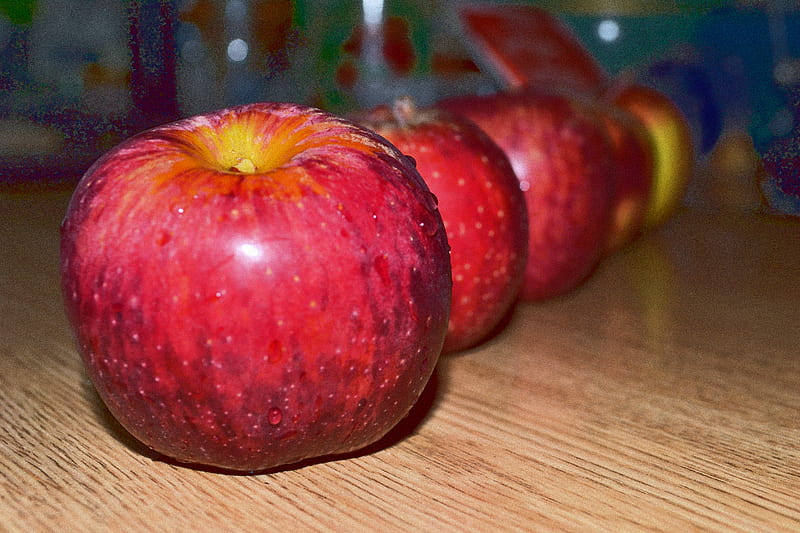 Starking Apples, red, five, juicy, apples, HD wallpaper