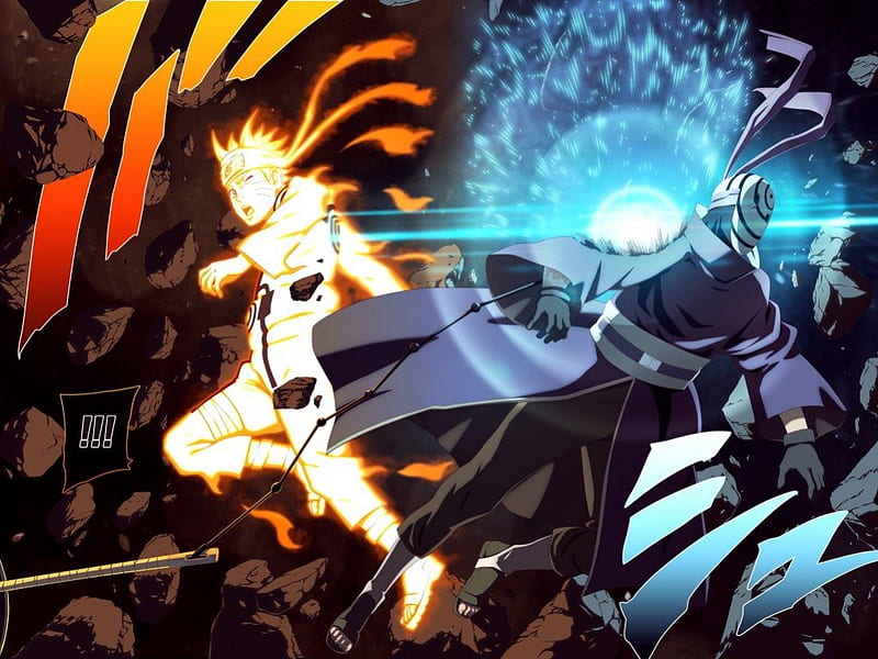 Naruto vs Obito, guerra, naruto, rasengan, anime, HD wallpaper