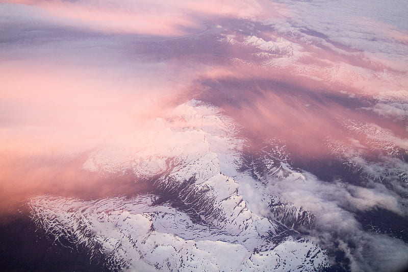 White Mountains Pink Clouds , clouds, mountains, nature, HD wallpaper