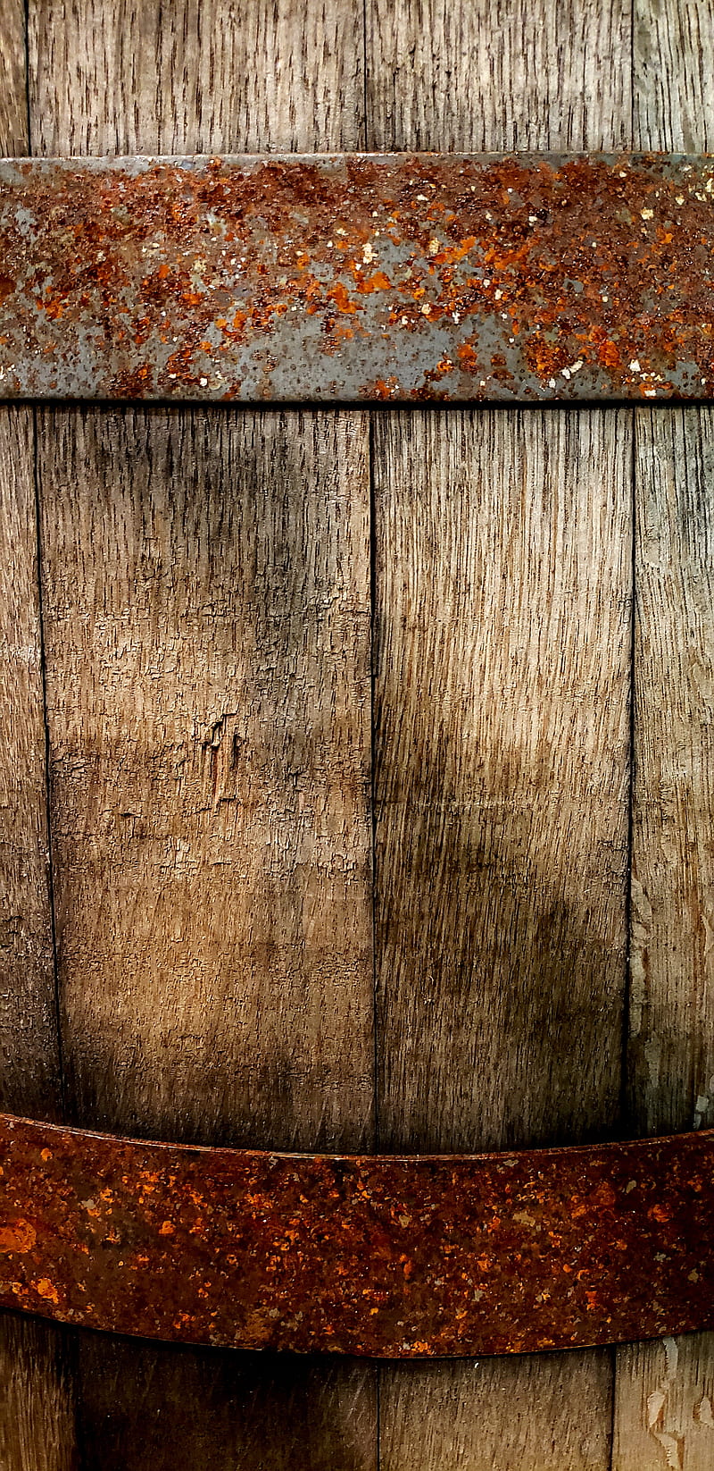 Rusty drizzle, barrel, brown, metal, old, rusty, shadow, texture, weathered, wood, HD phone wallpaper