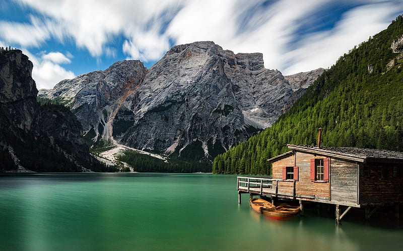 mountains, mountain lake, Alps, Dolomites, Pragser Wildsee, Italy, South Tyrol, Lake Braies, HD wallpaper