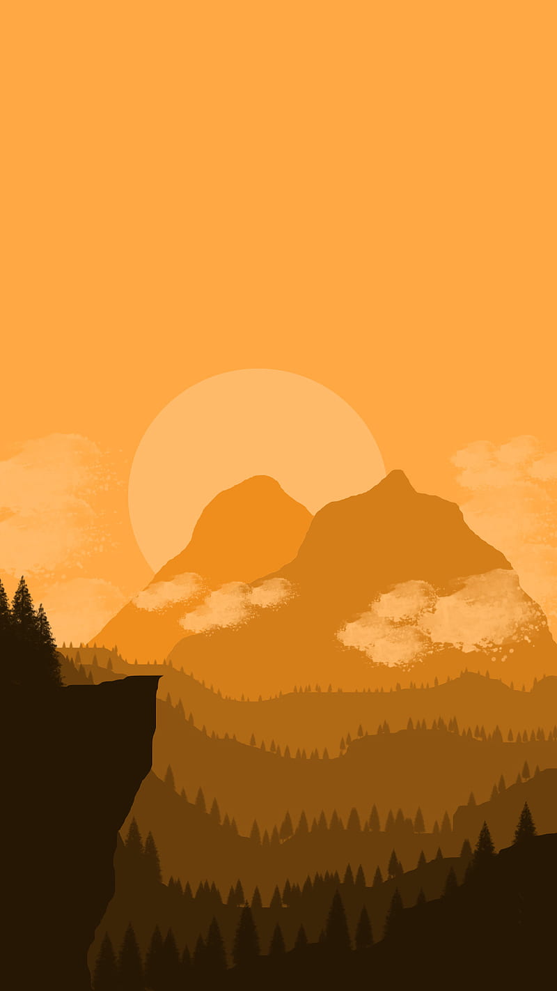 Mountain Sunset, aaron audemard, animated, forest, landscape, mountains,  hop, HD phone wallpaper | Peakpx