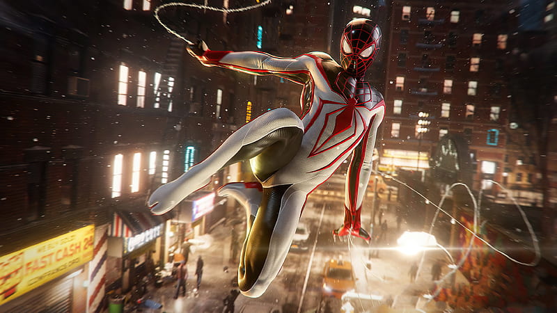 Marvels Spiderman Miles Morales White Suit, HD wallpaper