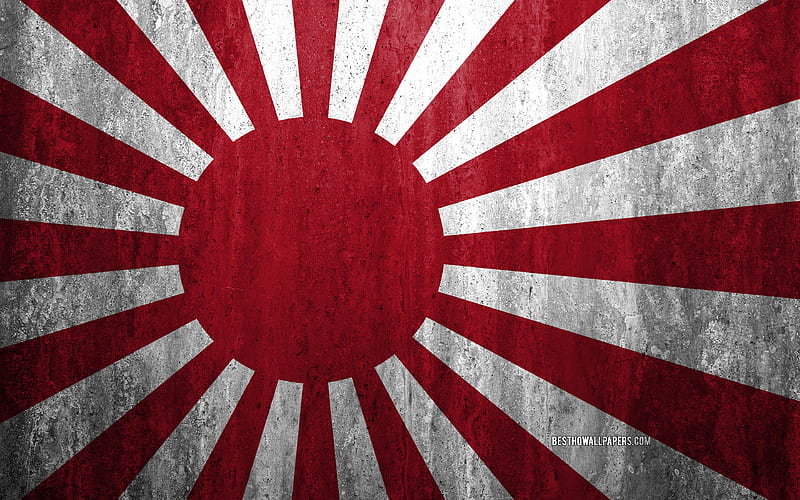 Rising Sun Flag, Japan Maritime Self-Defense Force Flag, Imperial Japanese Navy, Japan stone background, grunge flag, Asia, HD wallpaper