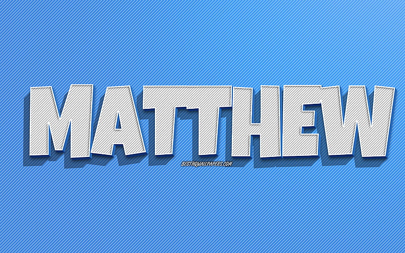 Matthew, blue lines background, with names, Matthew name, male names, Matthew greeting card, line art, with Matthew name, HD wallpaper