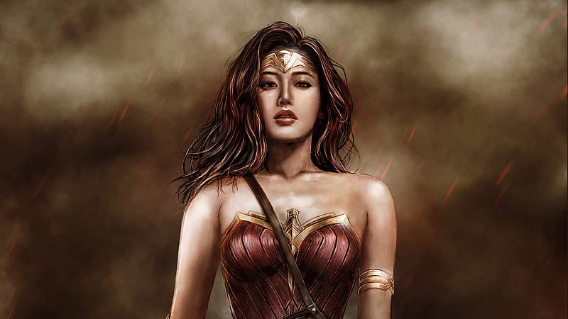 Asian Wonder Woman , wonder-woman, superheroes, artwork, digital-art, HD wallpaper