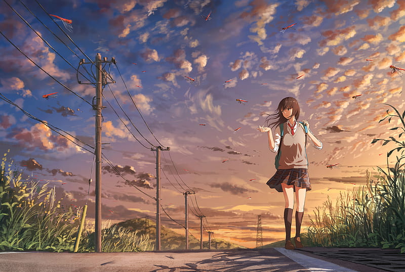 Anime Girl Going To School, anime-girl, anime, artist, artwork, digital-art, HD wallpaper