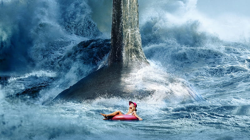 The Meg (2018), shark, poster, water, vara, summer, the meg, pink, sea, movie, HD wallpaper