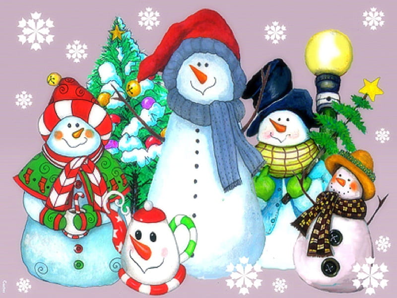 ★Fashion Snowmen Collection★, scarves, holidays, digital art, xmas and new year, greetings, fashions, paintings, drawings, snowmen, hats, lovely, colors, love four seasons, creative pre-made, collection, happy, cute, xmas tree, snowflakes, winter holidays, weird things people wear, celebrations, HD wallpaper