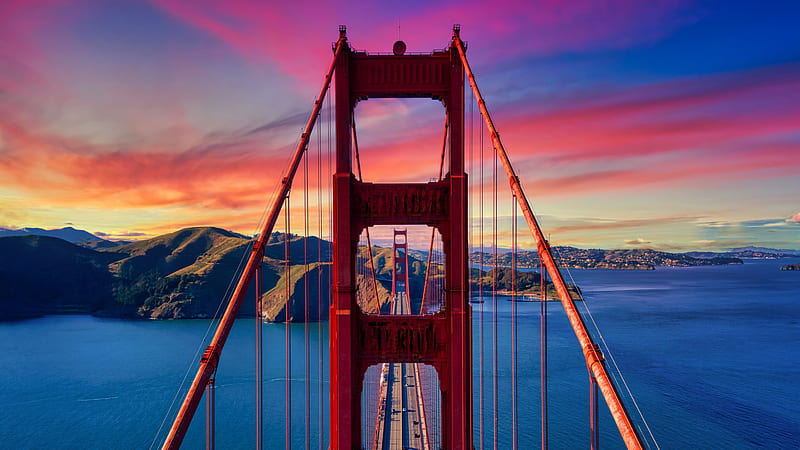 golden gate bridge, san francisco, united states, sunset, architecture, City, HD wallpaper