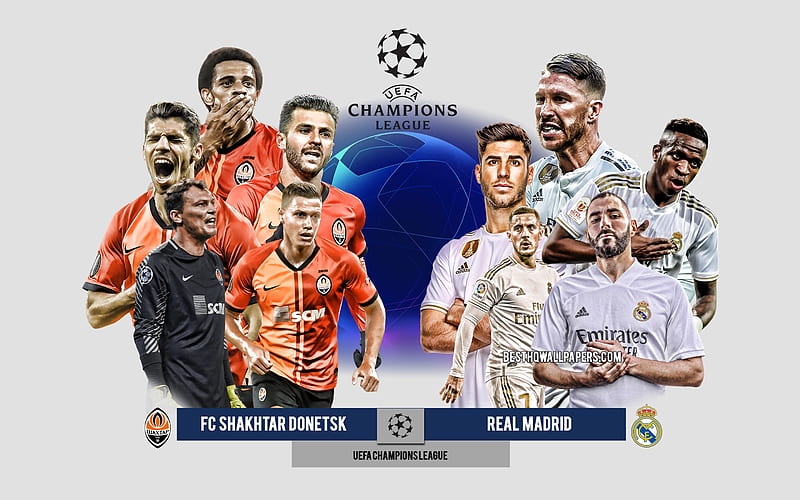 FC Shakhtar Donetsk vs Real Madrid, Group B, UEFA Champions League, Preview, promotional materials, football players, Champions League, football match, Real Madrid, FC Shakhtar Donetsk, HD wallpaper