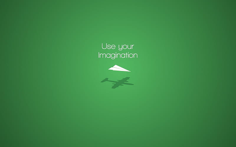 use your imagination, green background, motivation concepts, imagination quotes, minimalism, HD wallpaper