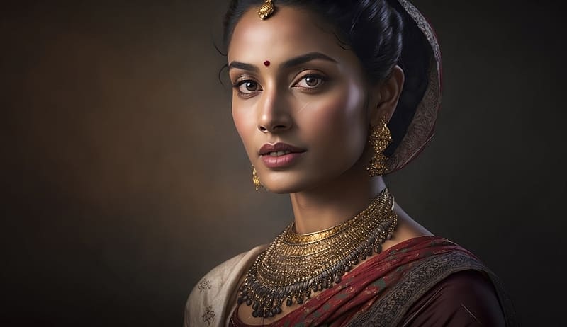 ❦, Woman, Indian, Sari, Jewelry, HD wallpaper