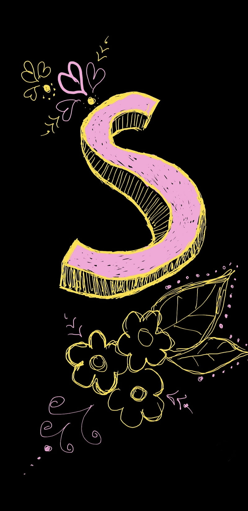 Love s, art, beauty, bright, doodle, heart, name, pink, samsung , yellow, HD phone wallpaper