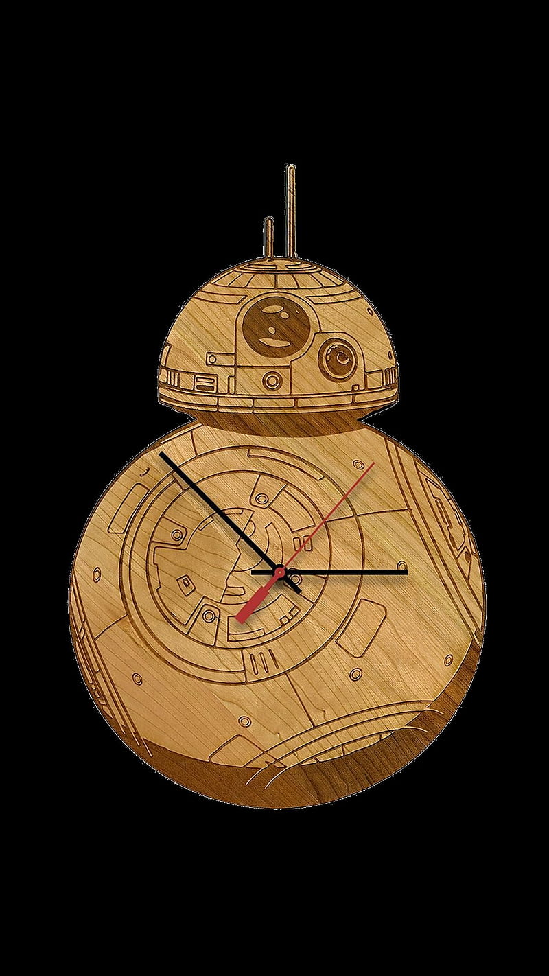 Wood Clocks, bb-8, clock, droid, star wars, wood, HD phone wallpaper