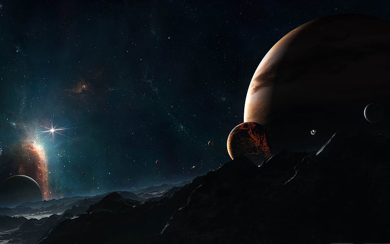 planet close to jupiter-Space graphy, HD wallpaper