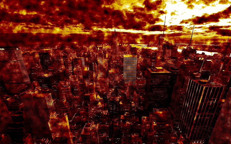 Apocalypse in NY, new york, death, destruction, cg, abstract, sky, fire,  apocalypse, HD wallpaper | Peakpx