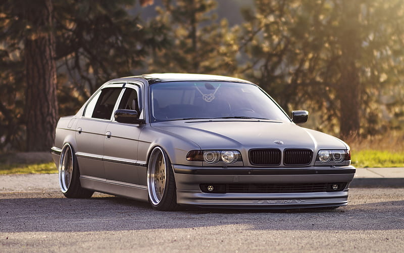 BMW 7, gray matte sedan, tuning E38, classic cars, E38, 7-Series e38, BMW, HD wallpaper