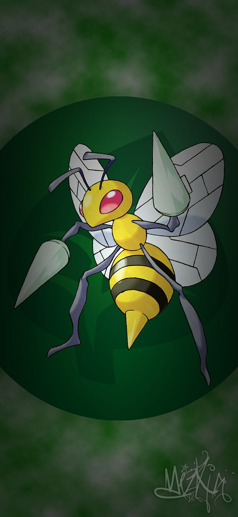 Beedrill Energy, bee, bug, grass, green, leaf, pokemon, pokemon go, yellowjacket, HD phone wallpaper