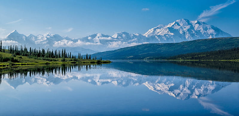 Lakes, Lake, Alaska, Denali National Park, Mountain, Reflection, HD wallpaper