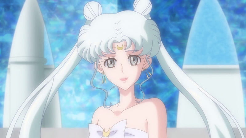 Queen Serenity, pretty, cg, sweet, nice, anime, sailor moon, beauty, anime girl, long hair, lovely, twintail, smiling, happy, serenity, white, maiden, dress, queen, bonito, sublime, twin tail, sailormoon, gorgeous, female, smile, twintails, twin tails, girl, silver hair, lady, angelic, HD wallpaper