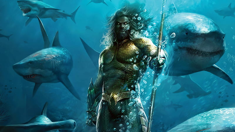 Aquaman Under Water, aquaman, superheroes, artwork, HD wallpaper