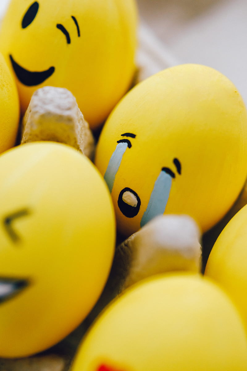 Yellow Painted Sad Face Emoticon on Egg, HD phone wallpaper