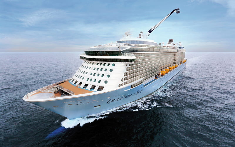 Quantum of the Sea, luxury passenger liner, white big ship, Caribbean Sea, waves, HD wallpaper