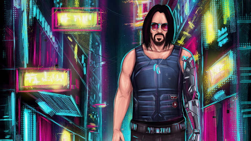 Johnny Silverhand With His Cyber Dog , keanu-reeves, cyberpunk-2077, 2021-games, games, artstation, HD wallpaper