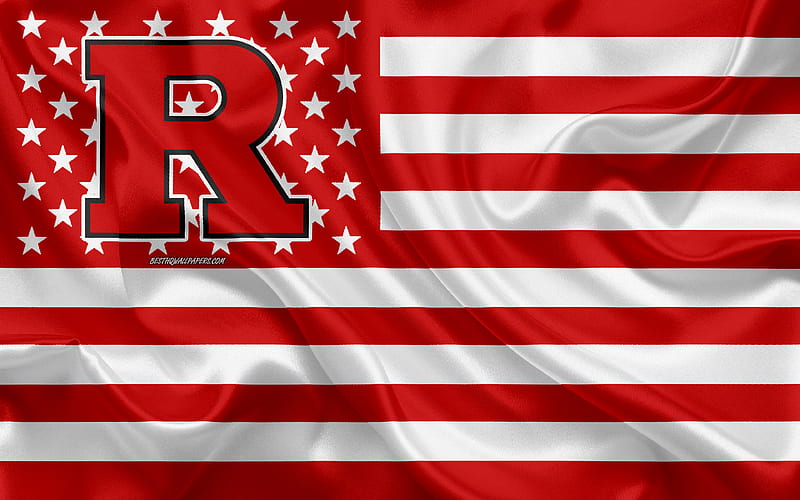 Rutgers Scarlet Knights, American football team, creative American flag, red and white flag, NCAA, Piscataway, New Jersey, USA, Rutgers Scarlet Knights logo, emblem, silk flag, American football, HD wallpaper