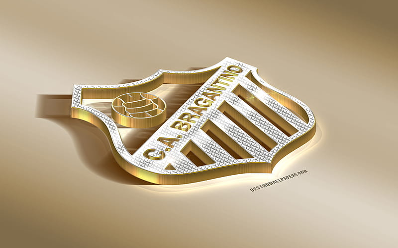 Clube Atletico Bragantino, Brazilian Football Club, Golden Silver logo, Braganca Paulista, Brazil, Serie B, 3d golden emblem, creative 3d art, football, HD wallpaper