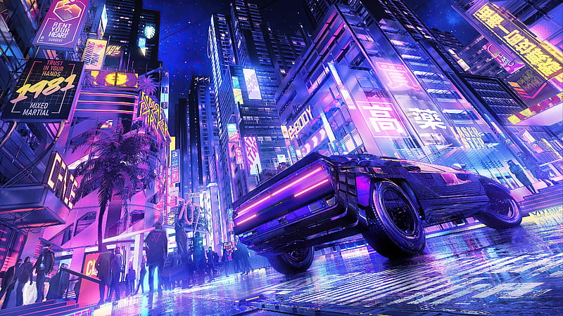 Artistic, City, Neon, Cyberpunk, HD wallpaper