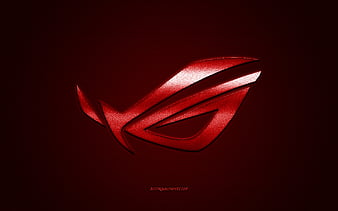 ROG logo, red shiny logo, ROG metal emblem, gray carbon fiber texture ...