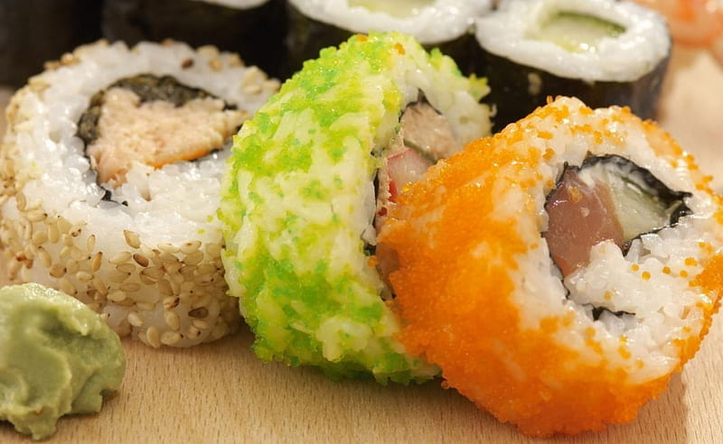 Japanese Cuisine, cuisine, food, wasabi, cavier, sushi, HD wallpaper
