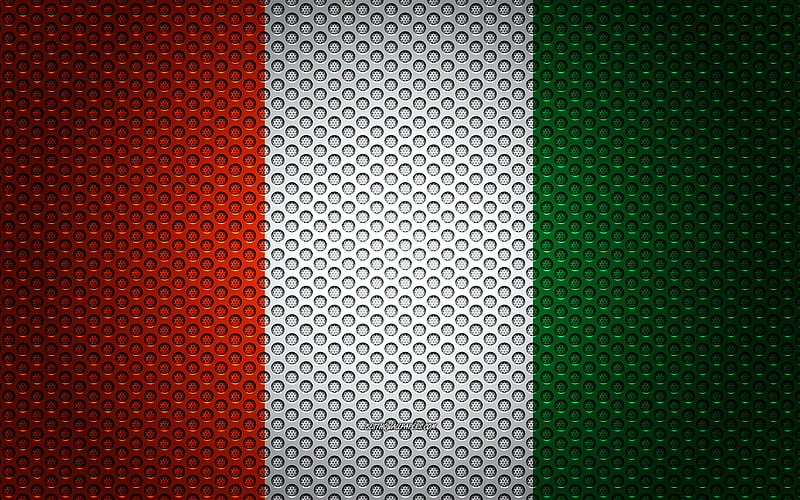 Flag of Cote d Ivoire creative art, metal mesh texture, Cote d Ivoire flag, national symbol, Ivory Coast, Africa, flags of African countries, HD wallpaper
