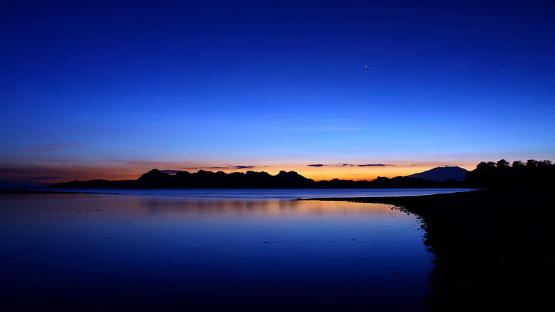 The Moment After, calm, water, clear, still, blue hour, bonito, sunset, sky, HD wallpaper