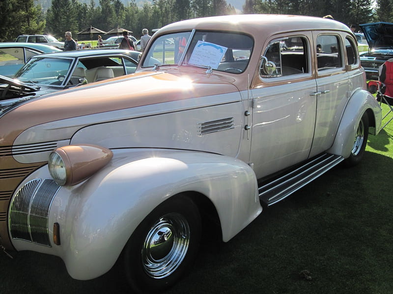 Pontiac 1939, Pontiac, graphy, headlights, brown, black, beige, tires, HD wallpaper