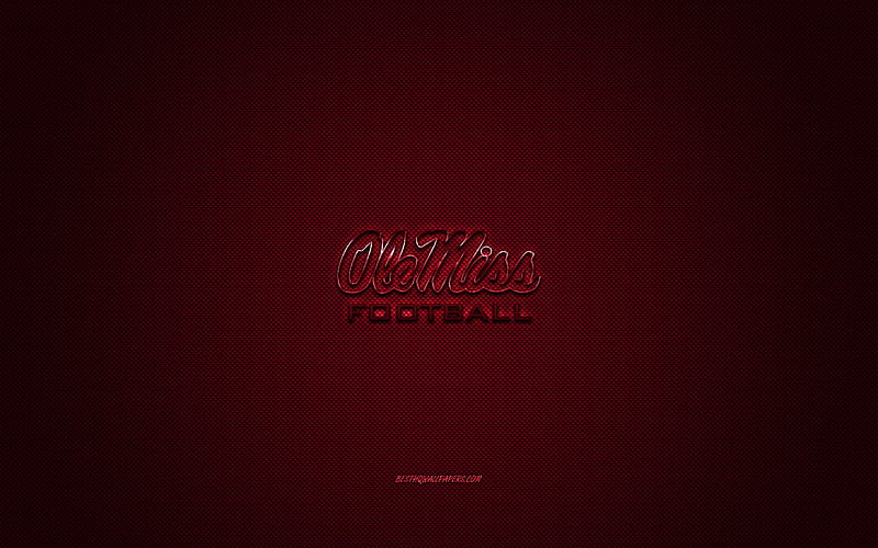 Ole Miss Rebels logo, American football club, NCAA, red logo, red carbon fiber background, American football, Oxford, Mississippi, USA, Ole Miss Rebels, University of Mississippi, HD wallpaper