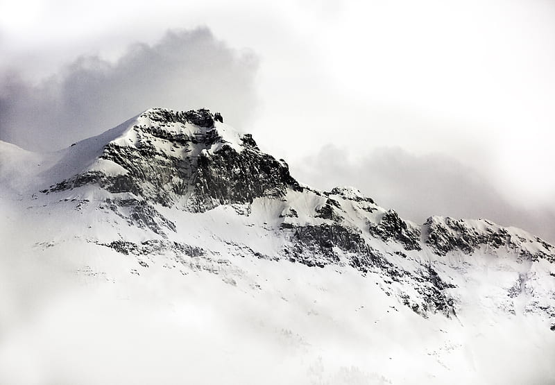 glacier mountain under white sky, HD wallpaper