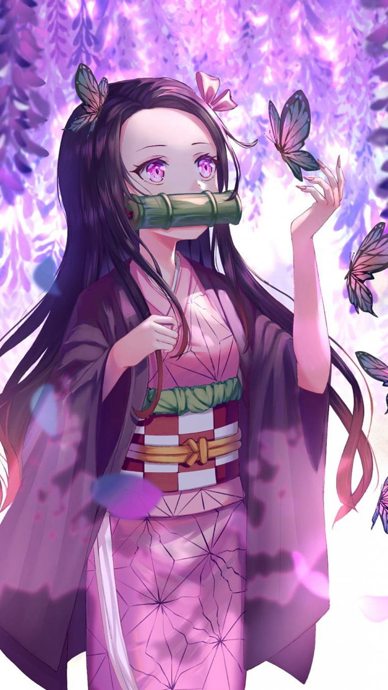 Purple Anime Nezuko, Kawaii Nezuko, HD phone wallpaper