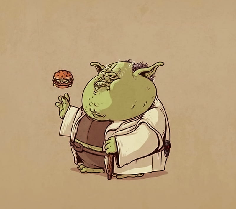 Yoda Fat, desenho, illustration, star wars, HD wallpaper