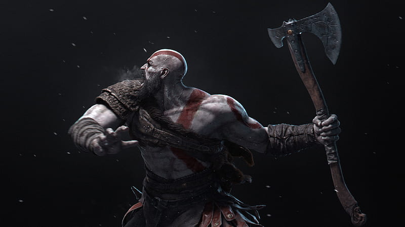 Kratos Hitting With Axe , kratos, god-of-war-4, god-of-war, games, ps-games, artstation, HD wallpaper
