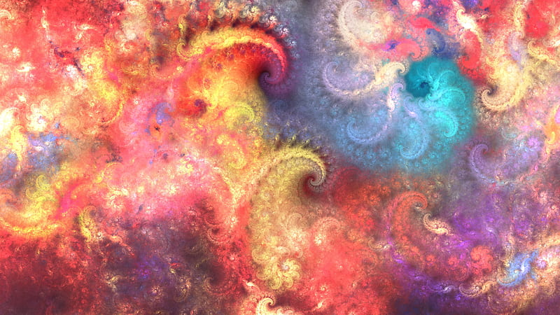 psicodelia, colorful design, fractal shapes, Abstract, HD wallpaper