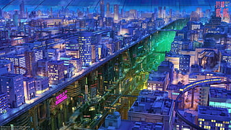 anime future city background