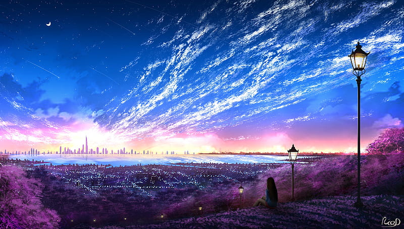 Anime, Sky, City, HD wallpaper | Peakpx