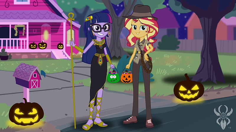 My Little Pony, My Little Pony: Equestria Girls, Sci-Twi (My Little Pony) , Sunset Shimmer , Halloween, HD wallpaper