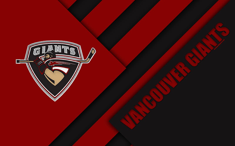 Vancouver Giants, WHL Canadian Hockey Club, material design, logo, black and red abstraction, Vancouver, Canada, Western Hockey League, HD wallpaper