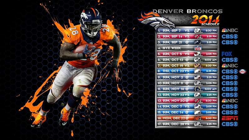 2014 Denver Broncos schedule, sport, 07, denver broncos, 98, 2914, HD wallpaper