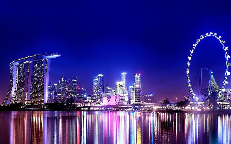 Cities, Sky, City, Reflection, Bay, Singapore, HD wallpaper Cities, Sky, City, Reflection, Bay, Singapore, HD wallpaper