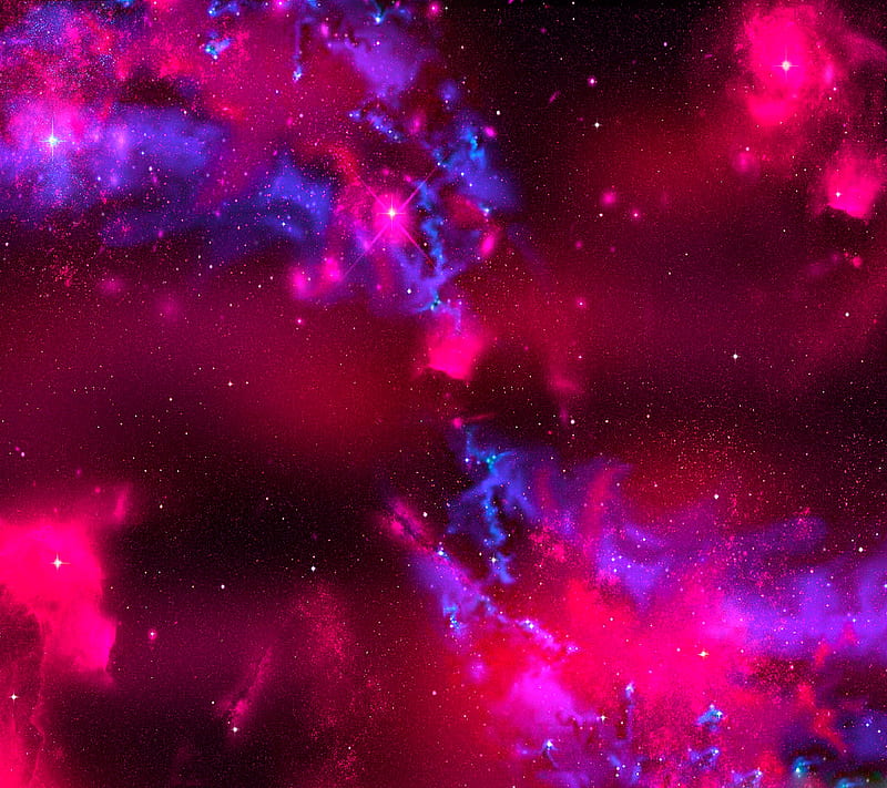 Space, blue, cool, night, pink, purple, stars, HD wallpaper